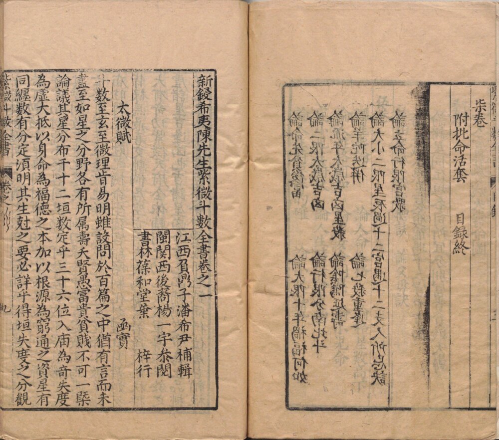 Page from the Ming-dynasty Zi Wei Dou Shu Quan Shu