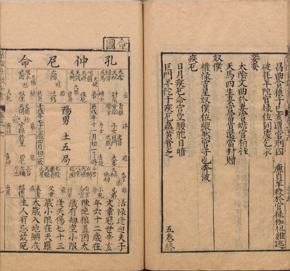 Page from the Ming-dynasty Zi Wei Dou Shu Quan Shu